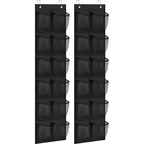 Organiseur de chaussures suspendu 2 pièces, organiseur de porte avec 12 compartiments, étagère à chaussures peu encombrante pour porte, rangement suspendu, pour ranger chaussures, articles de toilette