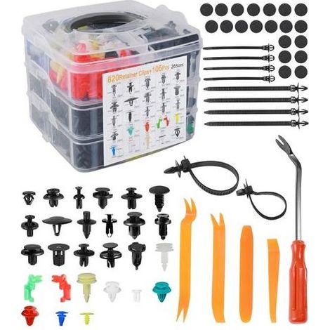 1000 Stück Autoclips, Autonietclips, Kunststoff-Autonietclips für Türverkleidungen, mit Aufbewahrungsbox und Demontagewerkzeug, geeignet für Kfz-Werkstätten und Reparaturen (1/5)