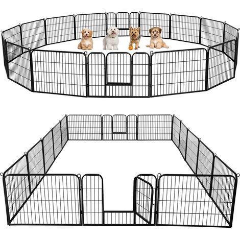 Yaheetech Recinto per Cani 16 pz 80 x 60 cm Conigli Cuccioli Animali Domestici da Interno Esterno Giardino in Ferro Recinzione