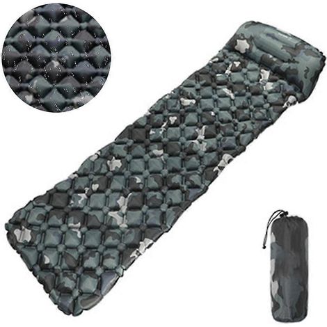 Matelas de sol ultraléger avec oreiller intégré, matelas de camping gonflable (motif camouflage) (1/5)