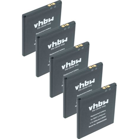 vhbw 5x batería compatible con Pax D200, IS275, D200T, Mini, myPOS D200 escáner códigos de barra, TPV (1800 mAh, 3,7 V, Li-poli)