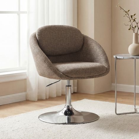 Wahson Modern Vanity Chair, Chenille Upholstered Swivel Stool with Height Adjustment for Bedroom & Office, Brown