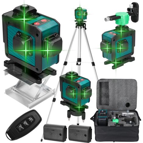 Decdeal – Niveau laser 16 lignes 3° – Auto-nivellement jusqu'à 3° – Précision ±1mm/7m – Lumière verte 520nm – Idéal pour traçage de carreaux