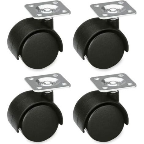 Lot de 4 Roulettes Meubles 49mm Sans Frein - 50kg/Roue Platine Acier pour Chaises Bureau & Tables Basses (1/5)