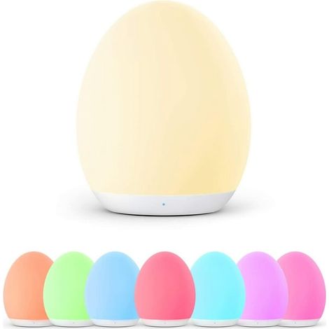 Lampe veilleuse enfant LED rechargeable USB, silicone souple, minuterie 1H, fonction mémoire, lumière chaude, toucher doux, variateur d'intensité, changement de couleur, veilleuse bébé pour chambre, s (1/5)