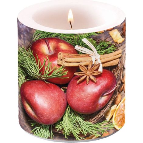 Bougie décorative pommes et cannelle noël
