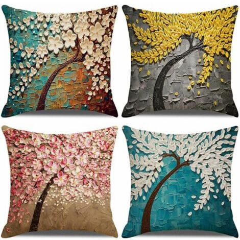 4 pièces ensemble de coton et lin décoration canapé décoration de la maison super doux taie d'oreiller décoration de la maison salon chambre canapé housse de coussin 45x45cm