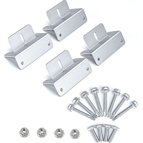 4 Supports en Z, Alliage d'aluminium, Vis et écrous inclus, Pour panneaux solaires, Camping-car, Toit, Bateau (1/5)