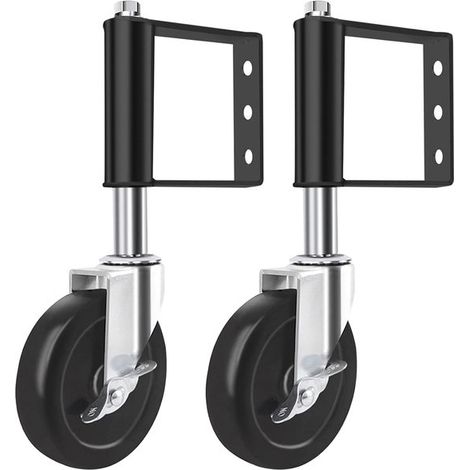 2 ruote per cancello a molla，ruota girevole in gomma per cancello da 4 pollici，girevole a 360 gradi，con ruota girevole a molla con freno (1/5)