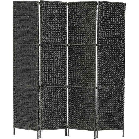 vidaXL Cloison de séparation 4 panneaux Noir 154x160 cm Jacinthe d'eau (1/5)
