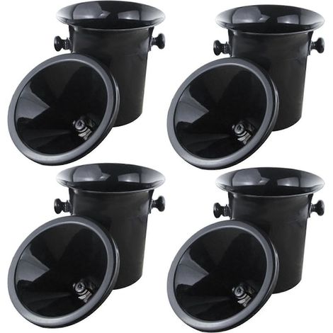 4 crachoirs à vin en plastique noir - Taille standard avec entonnoir noir - Seau à champagne - YX-AquaForge