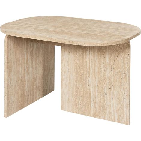 Table basse ovale effet travertin PIETRA