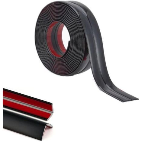 QORVA-Protection d'angle autocollante en PVC noir 6 m (0,2 x 1 cm) pour plinthes, bordures murales, bandes décoratives pour plans de travail, carrelages, coins de meubles