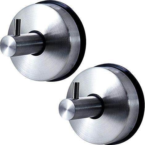 2 Pièces Crochet Ventouse Salle de Bain Mural Acier Inox Porte Serviette Ventouse Accroche Torchon Douche Puissant Cuisine Patère Manteau Carrelage Chambre (Argenté) (1/5)
