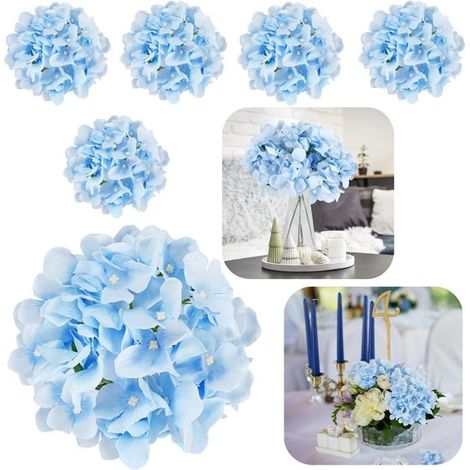 Têtes d'hortensias Éléments décoratifs Décoration de table Bouquets de mariée (17,78 x 11,93 cm Bleu) (1/5)