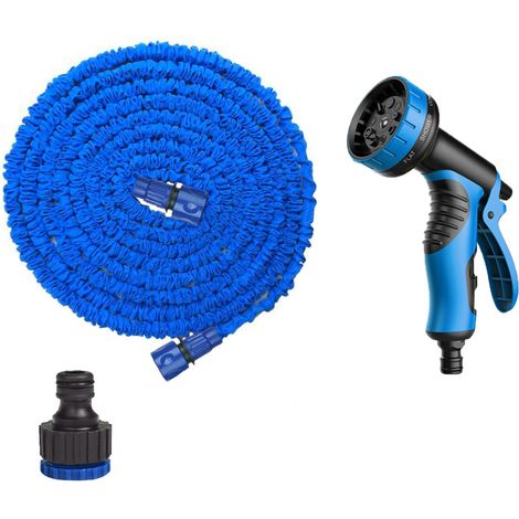 Tuyau d'Arrosage Extensible 25FT (7,5m) - Pistolet à Levier Ergonomique Bleu & Noir, Haute Qualité-lsw (1/4)