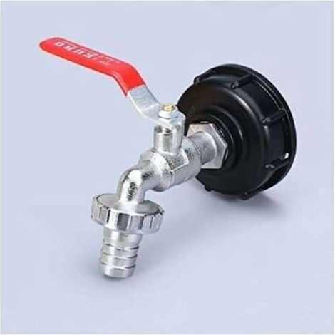 Robinet Cuve 1000L Robinet Recuperateur Eau De Pluie, Adaptateur De Réservoir d'eau IBC 1/2\" Double Robinet Recuperateur Eau De Pluie,Robinet en Matériau en alliage Fabriqué en PP Filetage G (1/5)