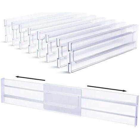 8 verstellbare Schubladeneinteiler aus Kunststoff, 27,5–52 cm, Organizer, verstellbare Schubladeneinteiler, Organizer, Schubladenaufbewahrung, Büroschubladen-Organizer für Büroschubladen