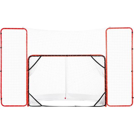 Portable et robuste pour s'entraîner, but de hockey en acier avec pare-ballons, cibles, intérieur extérieur (1/5)