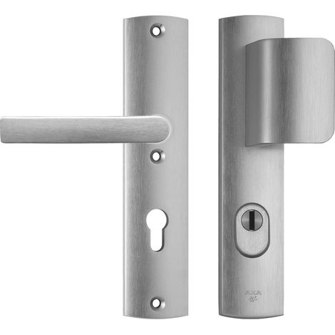 AXA Sicherheitstürbeschlag - Set - Curve Plus - Aluminium - Türgriff - D - Drücker + Griff - PC72 - Ausziehschutz - Wendbar - Bodenplatte F1 (1/5)
