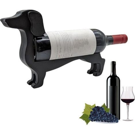 Originales Dackel-Weinregal aus stabilem MDF-Holz für 4 Flaschen, ideal für Küche und Weinkeller (1/4)