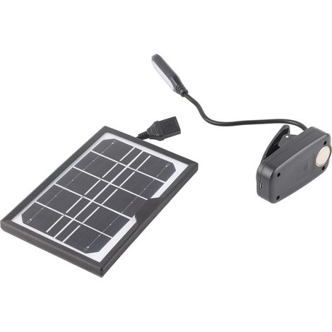 Solarbetriebene Klemmleuchte mit wiederaufladbarem Akku, warmweißem, flimmerfreiem Tageslicht, flexiblem Schwanenhals und 5-V-Anschluss. (1/5)