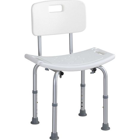 Sedile da doccia con Schienale Altezza Regolabile Sedia Sgabello vasca Anziani (1/4)