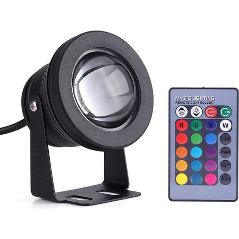 Lampe Spot Sous Marines à LED, IP68 10W 12V RGB Sous Marine Eclairage Yacht Spot Light Lampe Étanche Noir pour Bateau Yacht Pondside (1/5)