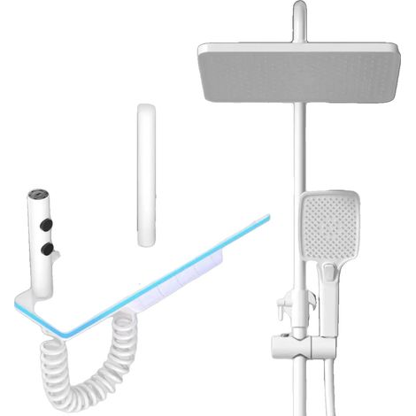 Ensemble de robinet de douche, affichage numérique LED de luxe, mélangeur thermostatique, pomme de douche pluie et douche à main, mise à niveau moderne de salle de bain, blanc, Blanc