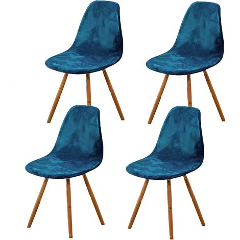 Coprisedie scandinavi, set da 4, coprisedie elasticizzati per sala da pranzo, coprisedie universali in velluto blu senza braccioli per soggiorno, cucina e arredamento casa.