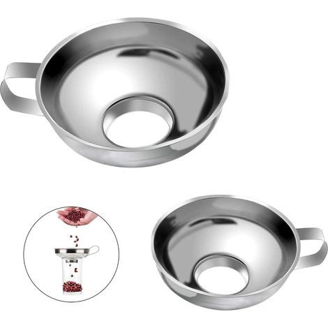 JSSEVN - Stainless Steel Jam Funnel 2pcs Kitchen Canning Funnel for Transporting Liquids, Oils, Powders, Beans and Jams (1/5)