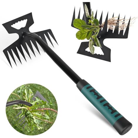 Arrache mauvaise herbes jardinage 11 Dents, outil de désherbage manuel, désherbage en acier inoxydable, désherbeur manuel, inoxydable extracteur de mauvaises herbes extérieur décoration pour jardin (1/5)