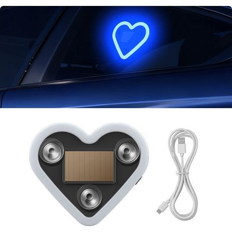 Lumière d'ambiance néon LED en Forme de cœur à énergie Solaire, sans Fil, lumière ambiante pour la décoration de Voiture de la Saint-1PCS (1/5)