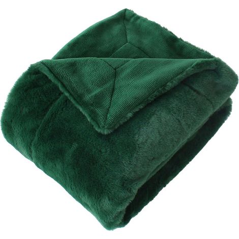 Plaid imitation fourrure double face flanelle Vert 125x150 cm