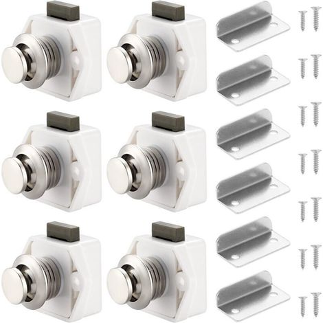 Weiße Druckknopfverschlüsse für Schubladen und Schränke – 6er-Pack, einfache Montage, für den Innen- und Außenbereich geeignet, witterungsbeständig (1/5)