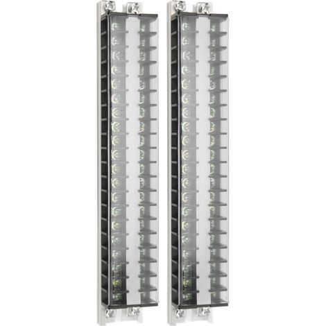 Bornes de barrière 2 pièces 660V 15A, 10 positions double rangée T1520 avec couvercle (1/5)