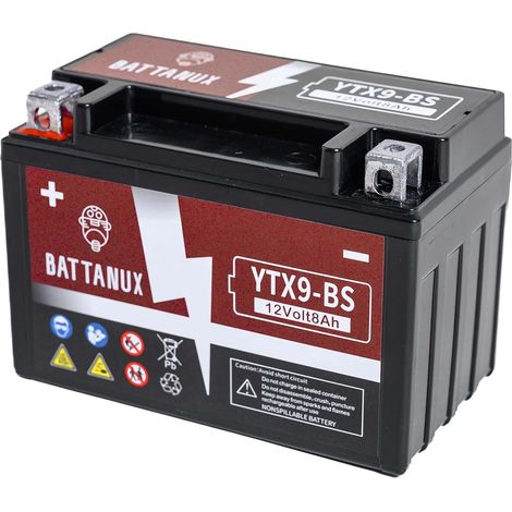 YTX9-BS Batterie Moto 12V8Ah AGM SLA Scellée, Sans Entretien, Prête à l’Installation, pour Moto/ATV/UTV/Scooter/Snowmobile (1/5)