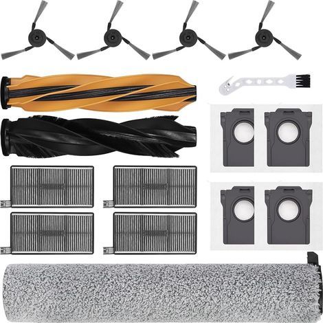 Accesorios para Dreame Aqua10 Ultra Roller Complete robot aspirador, kit de accesorios con 1 cepillo de limpieza, 1 cepillo principal, 4 bolsas de polvo, 4 cepillos laterales, 2 filtros (1/4)