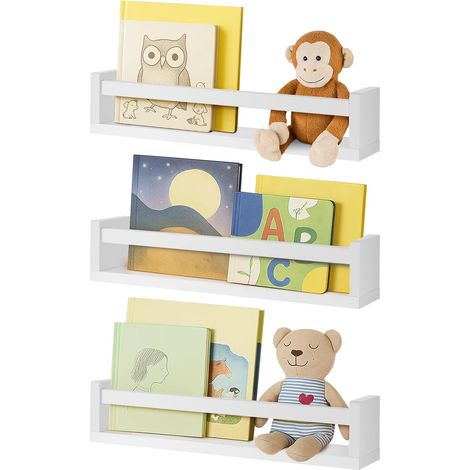 Trintion Bücherregal Kinder Wand, 3er-Set Massivholz Schweberegale für Kinderzimmer Massiv Kiefer Schweberegale (42cm) Stilvolles Deko Regal für Babyzimmer & Küche (Weiß) (1/5)