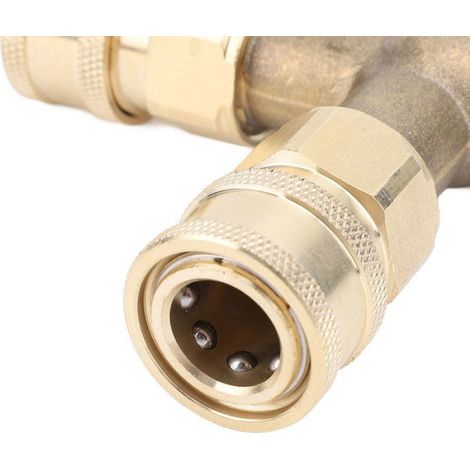 Té Pour Nettoyeur Haute Pression - Laiton - Raccord Rapide 3/8 Pouces - Pour Lavage Auto Piscine Jardin - 1 Pièce (1/5)