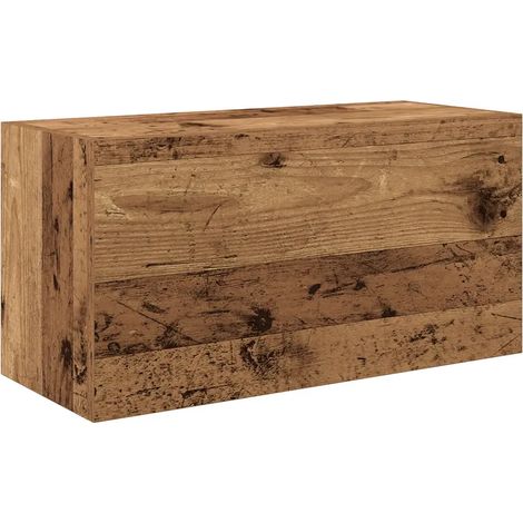 Mobiletto da bagno a parete pratico e minimalista 60 x 25 x 30 cm realizzato in legno composito con finitura effetto legno anticato 020051258