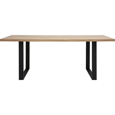 Tavolo rettangolare da pranzo in legno di quercia e metallo nero L200 cm MAGDA