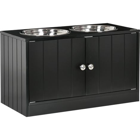 Gamelles surélevées pour chiens, comprenant 2 gamelles en acier inoxydable, support avec espace de rangement de 44 L, portes magnétiques, gamelle pour nourriture et gamelle pour eau pour grands chiens