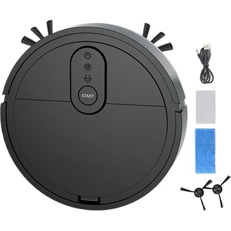 Aspirateur Robot Nettoyeur Automatique Mini Intelligent Rechargeable Robot Aspirateur Automatique pour Maison Sols Durs Poils d'Animaux (1/5)