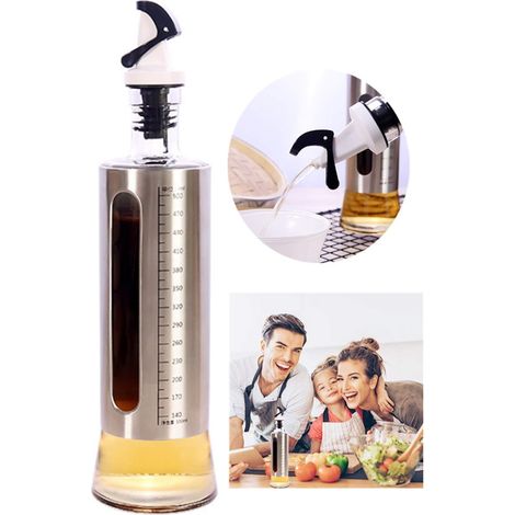 Bottiglia per olio, dispenser per olio/aceto, olio d'oliva e aceto, bottiglia per olio in vetro, dispenser per olio d'oliva, per barbecue/cucina/insalata/cottura al forno/arrostimento (500 ml)