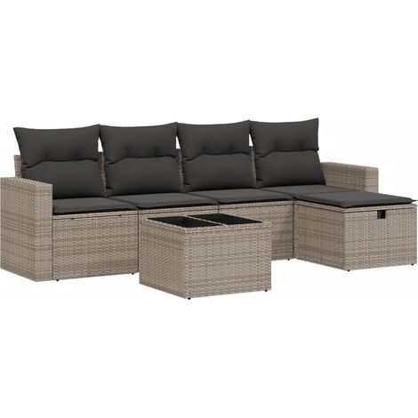 Maison Exclusive - 6-tlg. Garten-Sofagarnitur mit Kissen Grau Pol