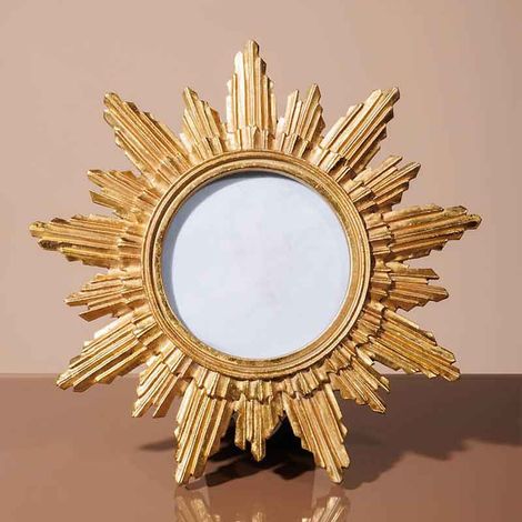 Porte photo soleil d'or résine 9x9cm (1/5)