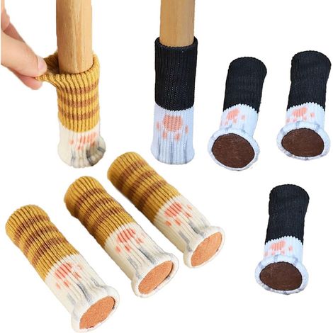 Set di 8 protezioni per gambe di sedie a forma di zampa di gatto, feltrini per gambe di mobili rotonde e quadrate, calzini antiscivolo e silenziosi
