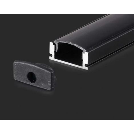 V-Tac – Profilé linéaire aluminium noir pour bande LED 2000 x 17,4 x 7 mm – Résistant à la corrosion – Installation facile dans espaces confinés