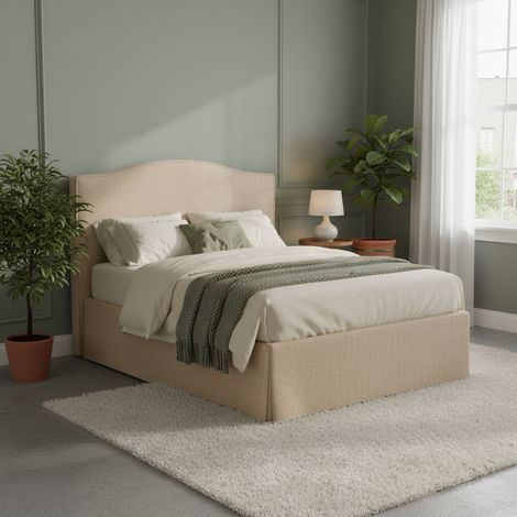 Letto Matrimoniale Bebington, Sfoderabile, Contenitore Made in Italy, Beige (1/5)